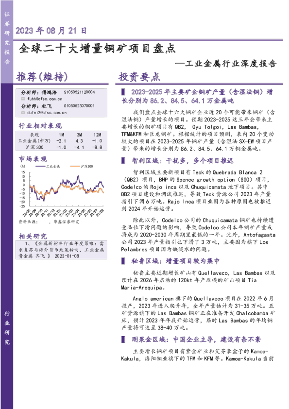 全球二十大增量铜矿项目盘点报告