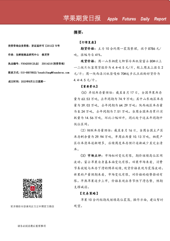 苹果期货日报