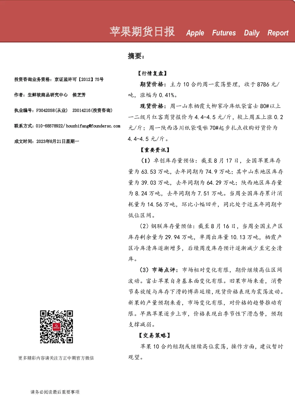 苹果期货日报