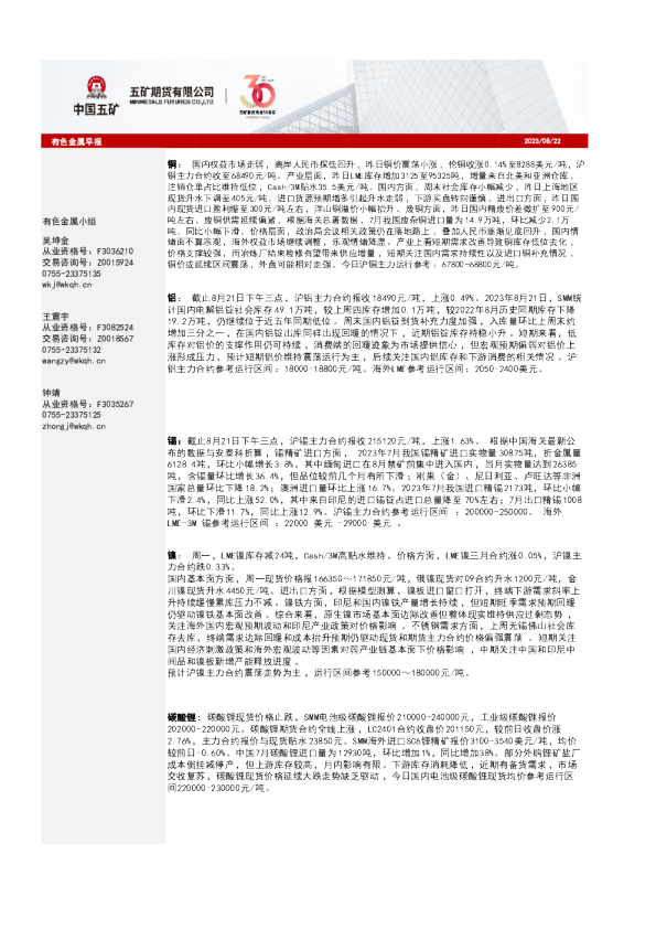 有色金属早报