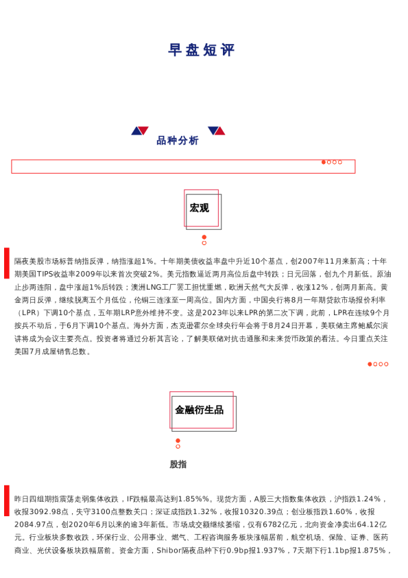 上海中期期货——早盘策略20230822