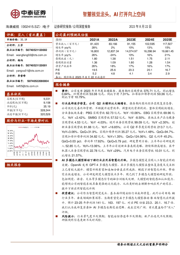 智慧视觉龙头，AI打开向上空间