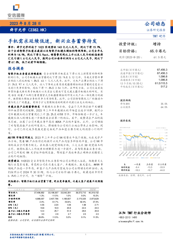 手机需求延续低迷，新兴业务蓄势待发