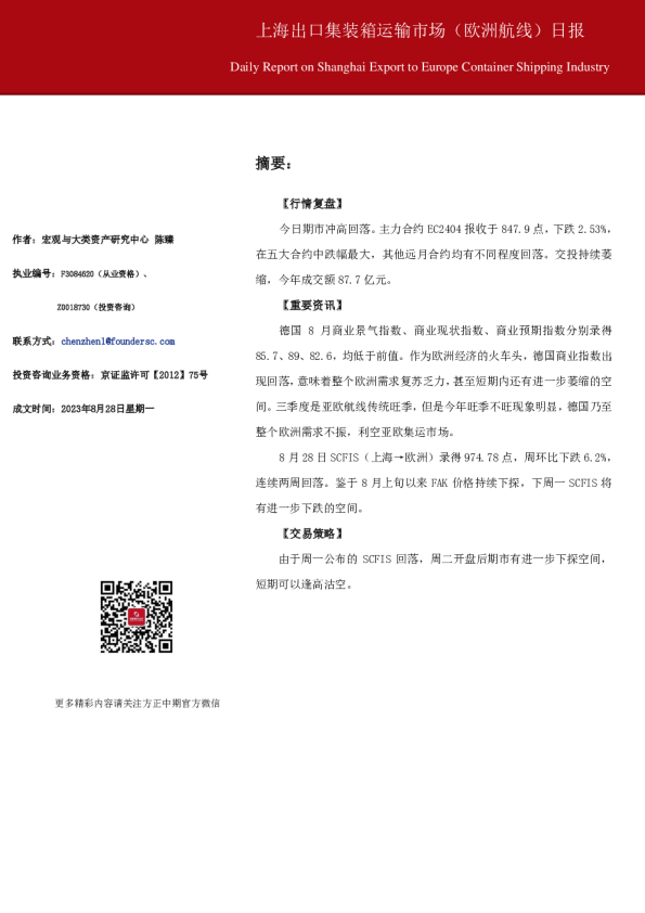 上海出口集装箱运输市场（欧洲航线） 日报