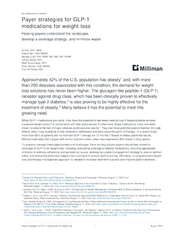 GLP-1减肥药物的支付策略