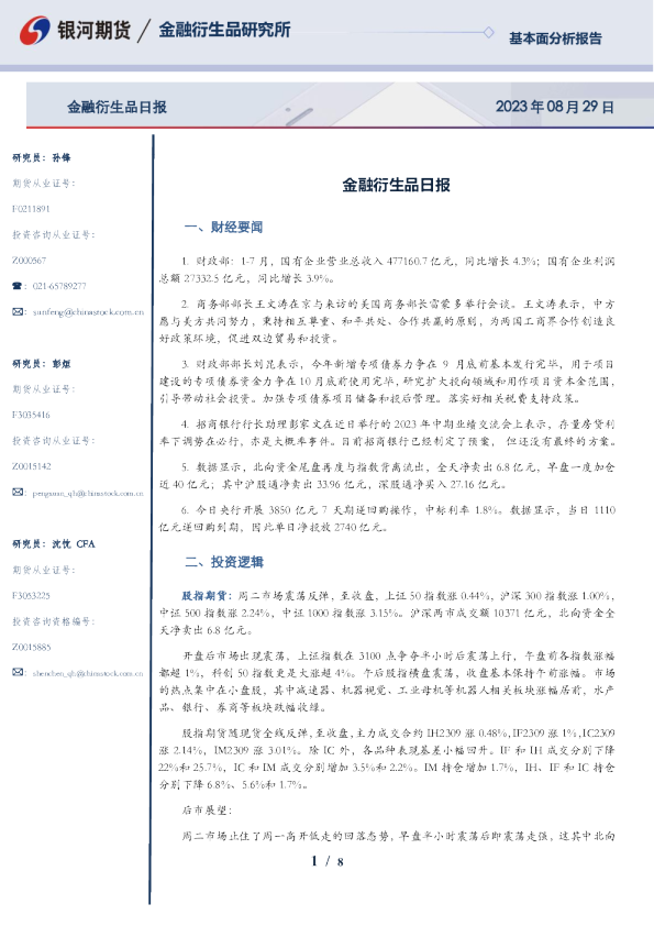 金融衍生品日报