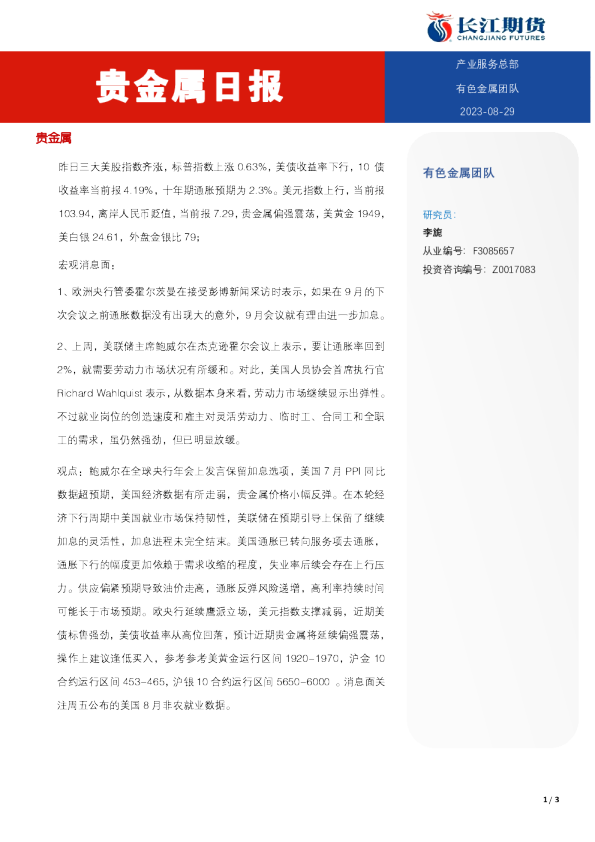 贵金属日报