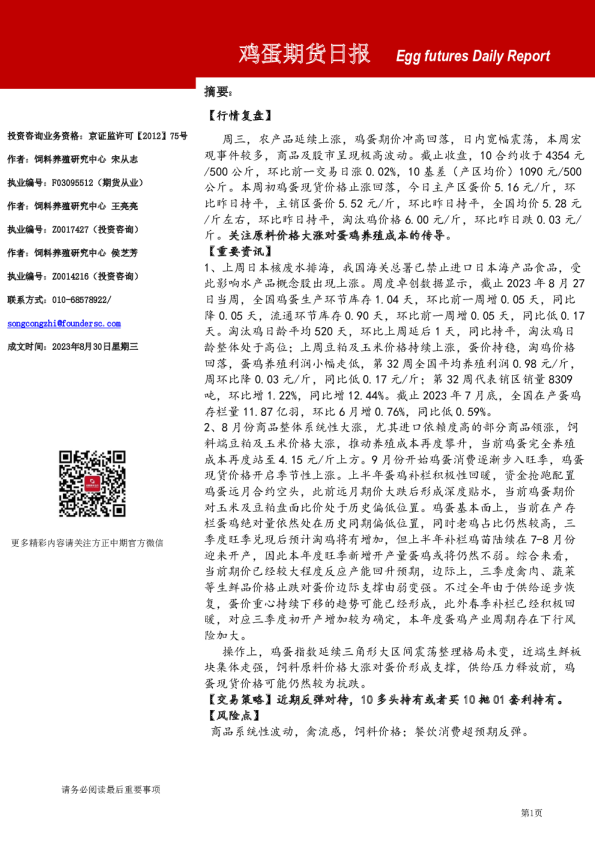 鸡蛋期货日报