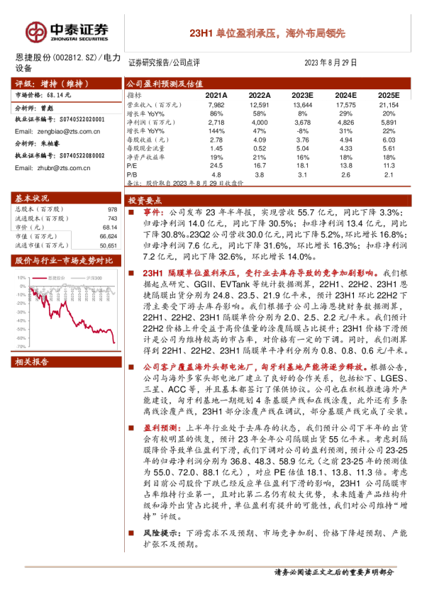 23H1单位盈利承压，海外布局领先