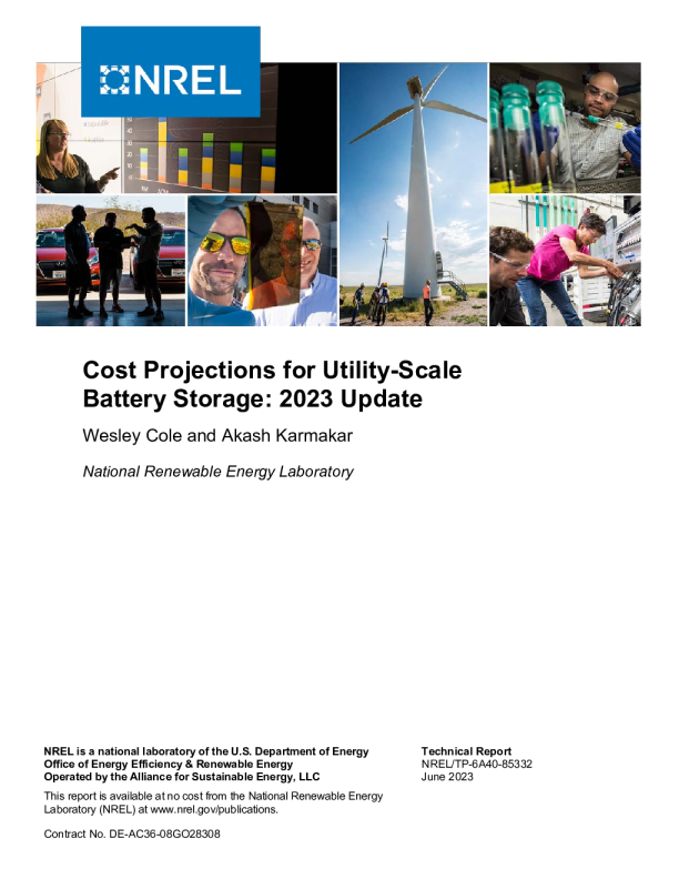 公用事业规模电池储能成本预测-2023年更新