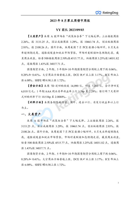 2023年8月第五周债市周报