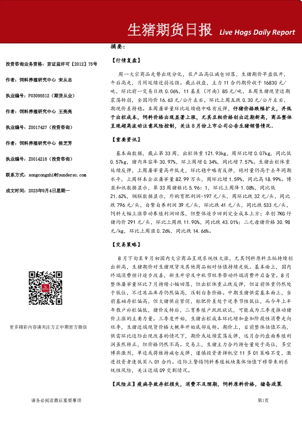 生猪期货日报