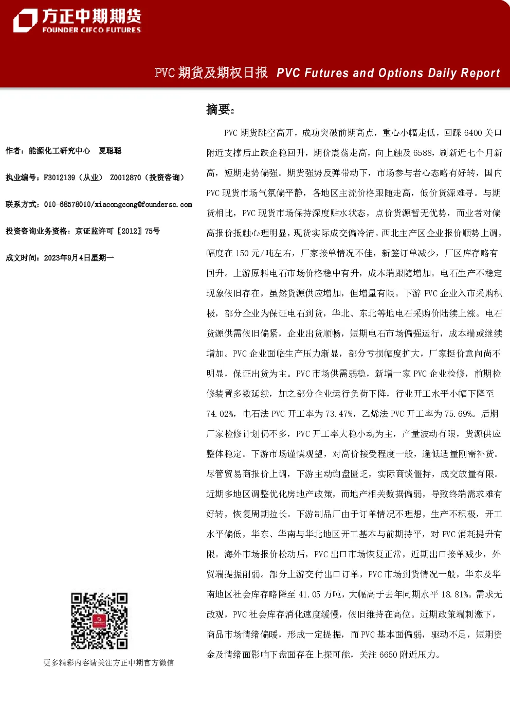 PVC期货及期权日报