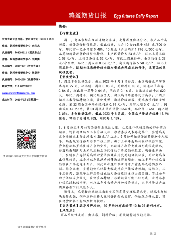 鸡蛋期货日报
