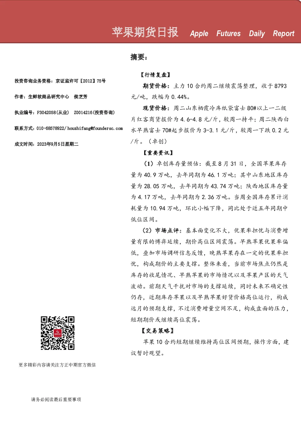 苹果期货日报