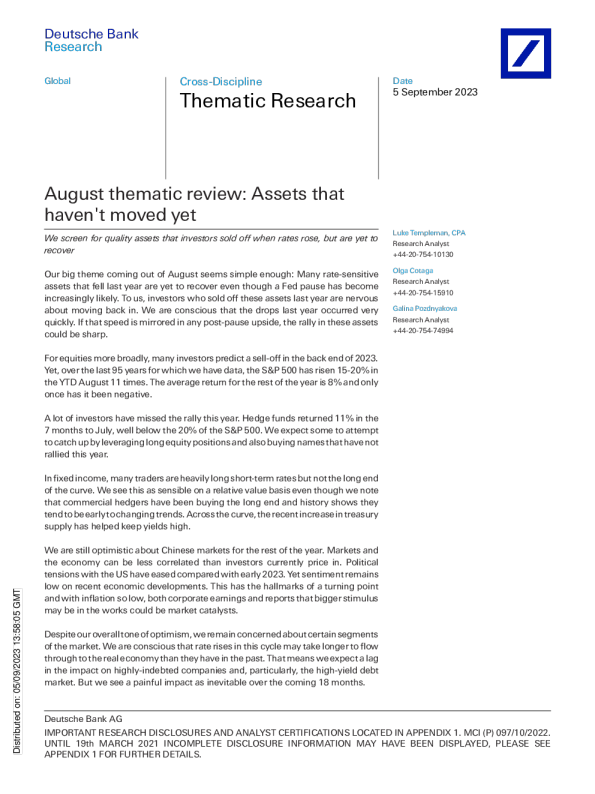 8 月主题点评 ： 资产尚未动静