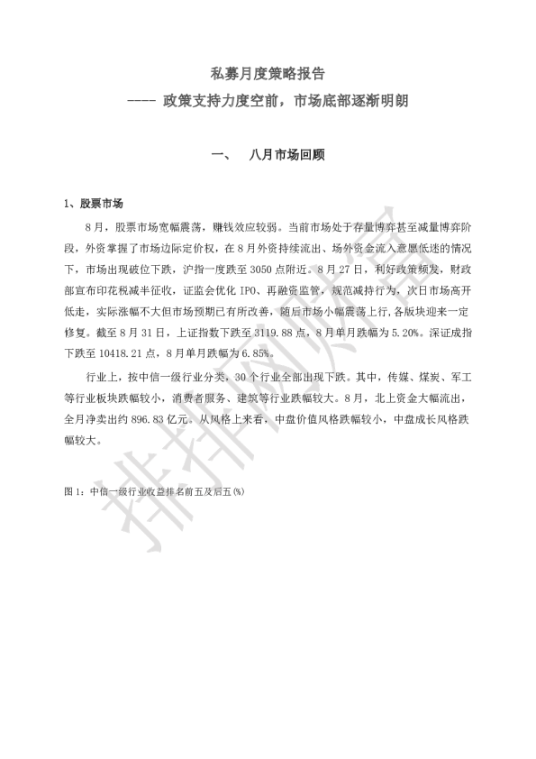 2023年8月份私募月度市场研报