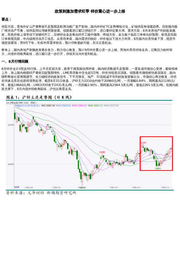 月报 | 新湖有色(锌)9月报