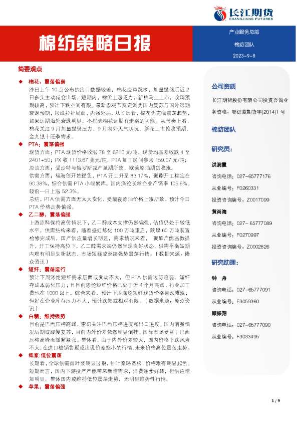 棉纺策略日报