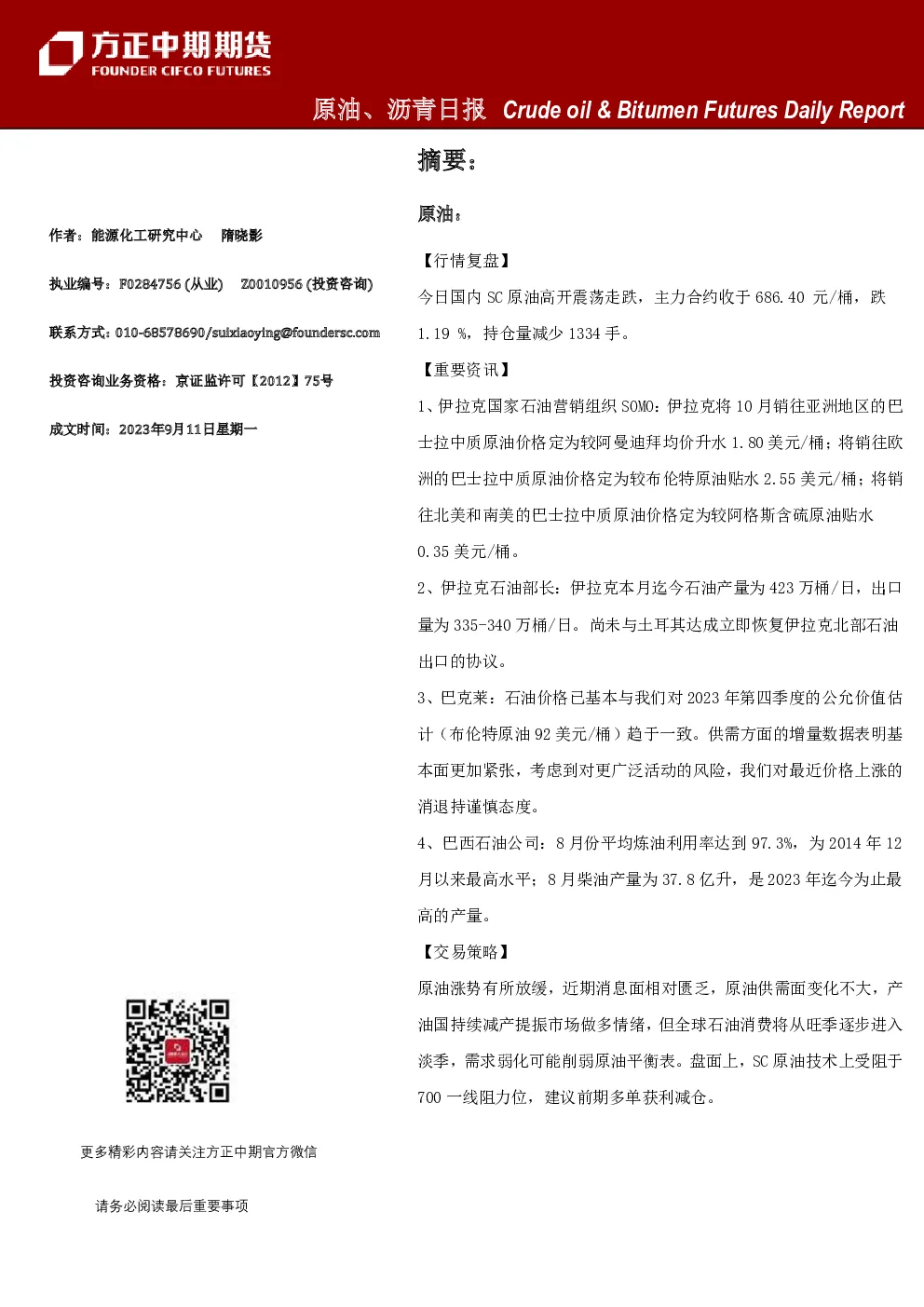 原油、沥青日报