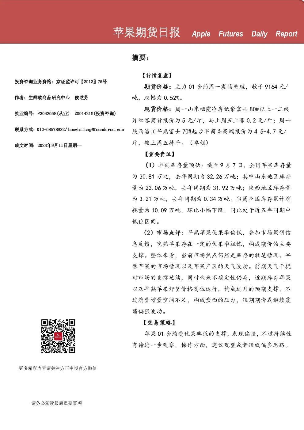 苹果期货日报