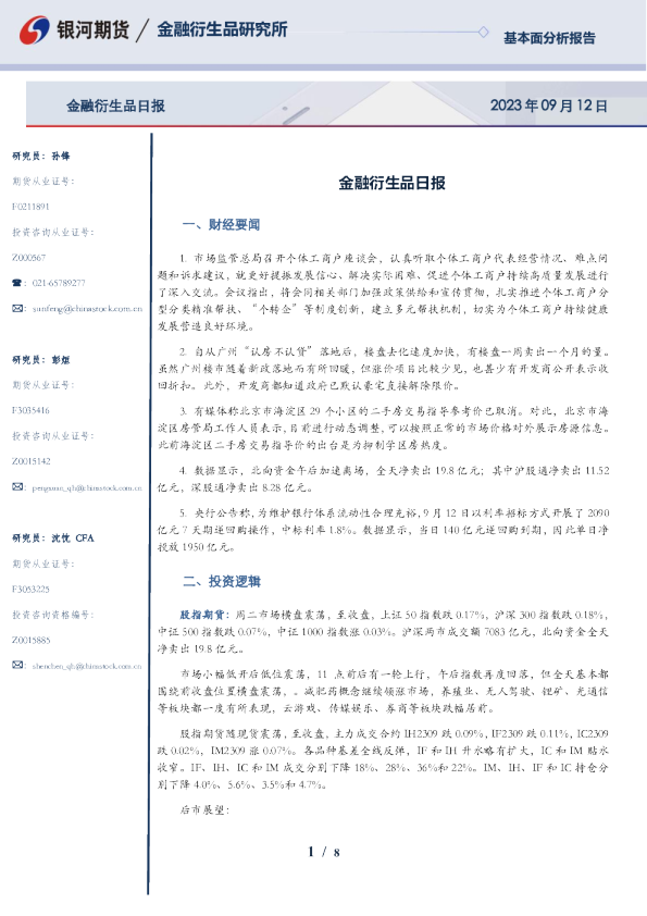 金融衍生品日报
