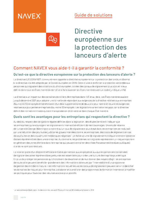 指令 de l 'UE sur la protection des lanceurs d' alerte