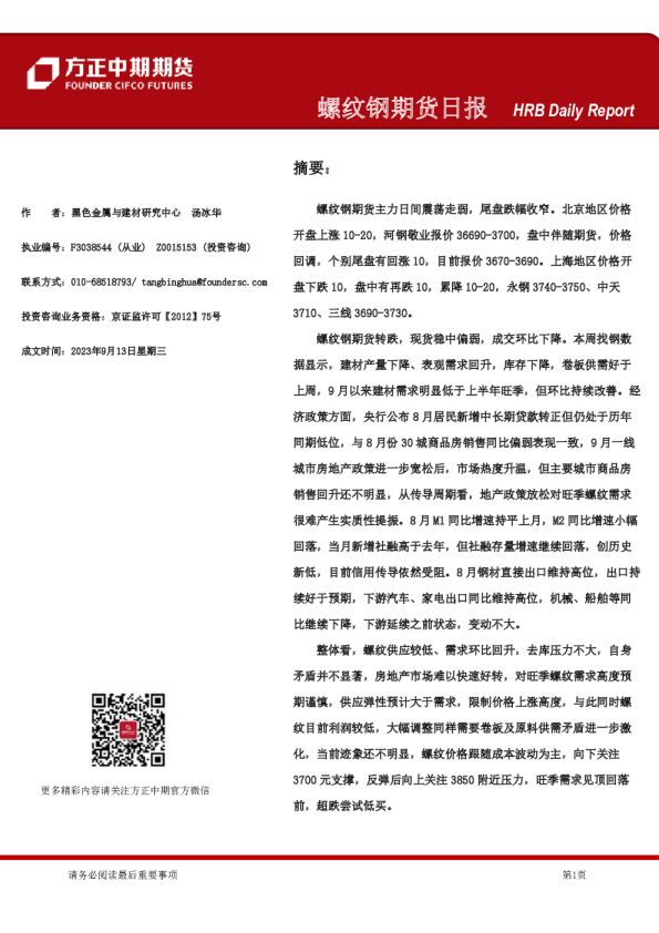 螺纹钢期货日报