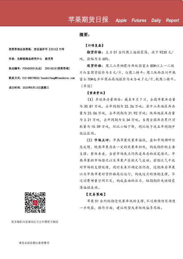 苹果期货日报
