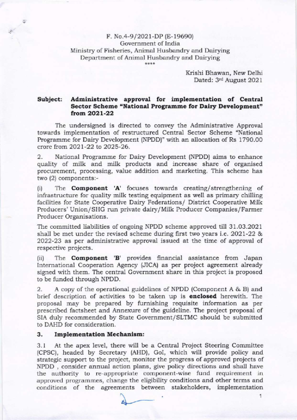 国家奶业发展计划 （ NPDD ） 指南