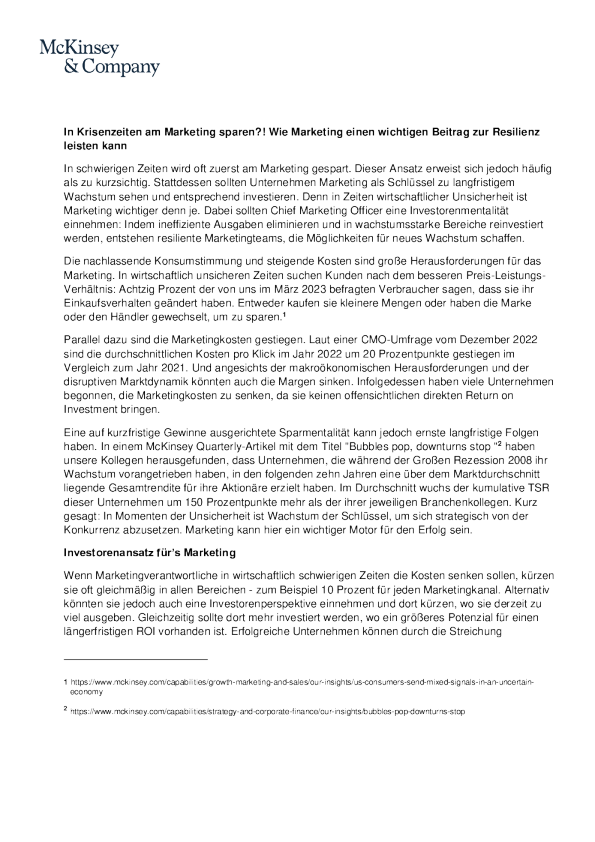 Wie Marketing einen wichtigen Beitrag zur Resilienz leisten kann | 德国