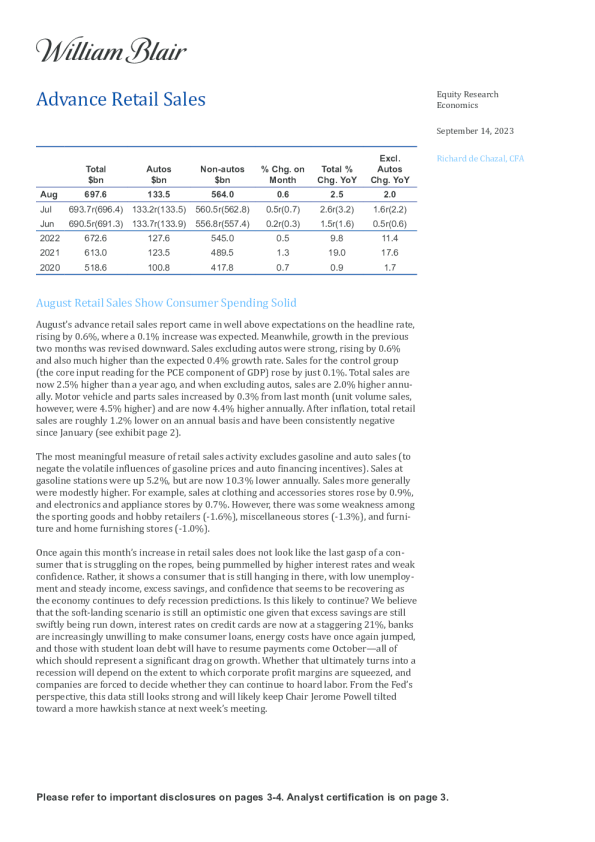 最新销售数据显示消费者保持强劲