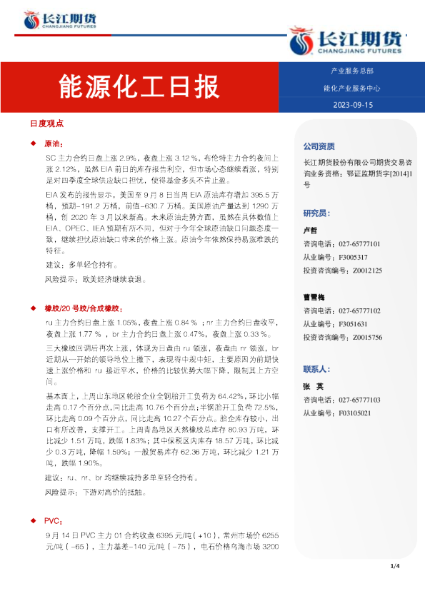 能源化工日报