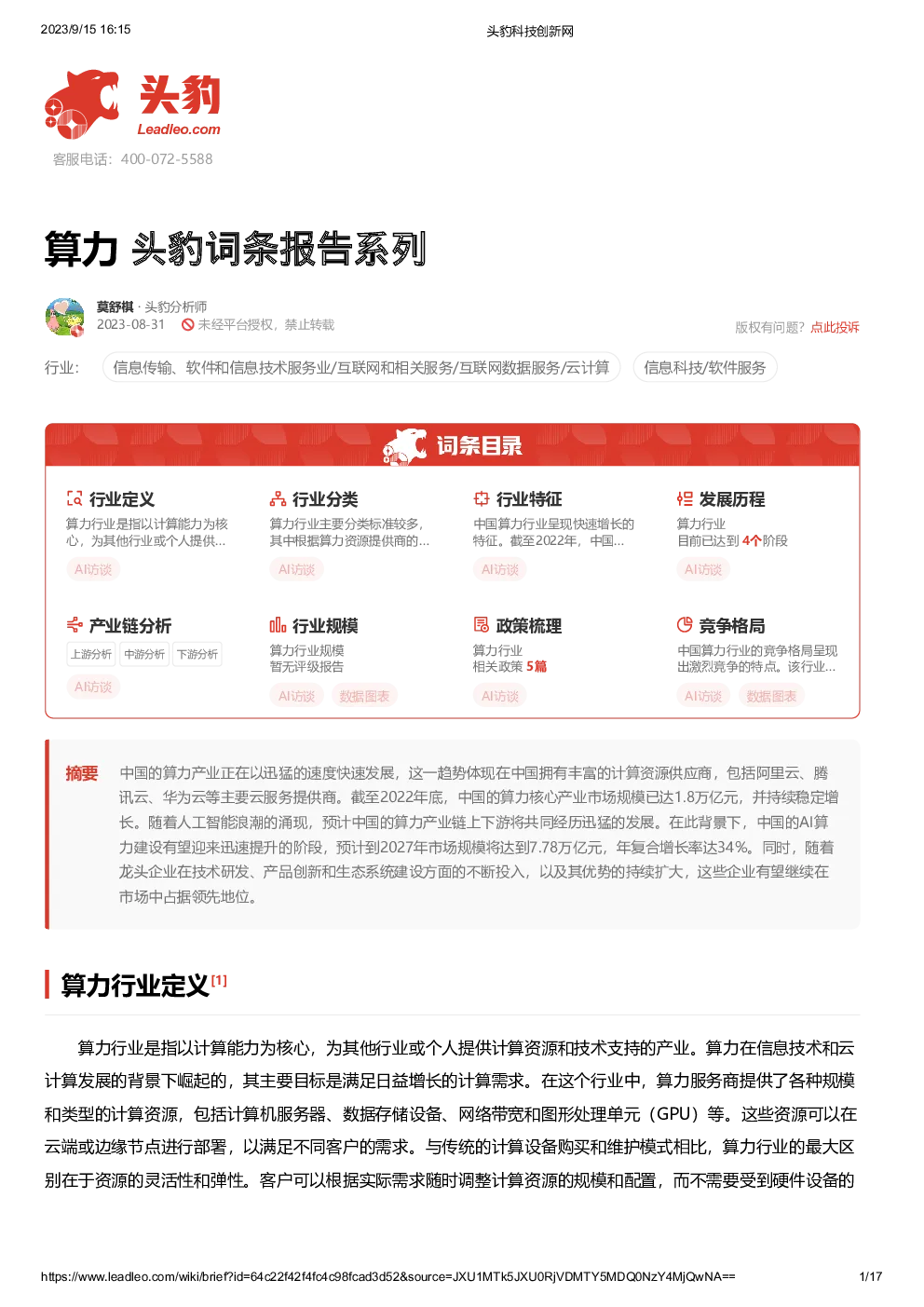 报告封面