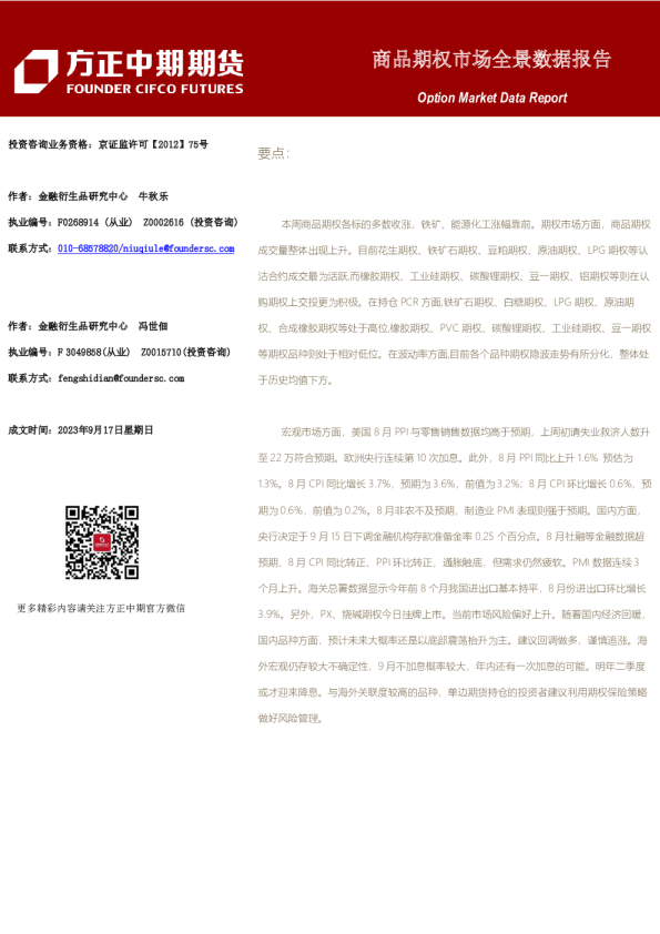 商品期权市场全景数据报告