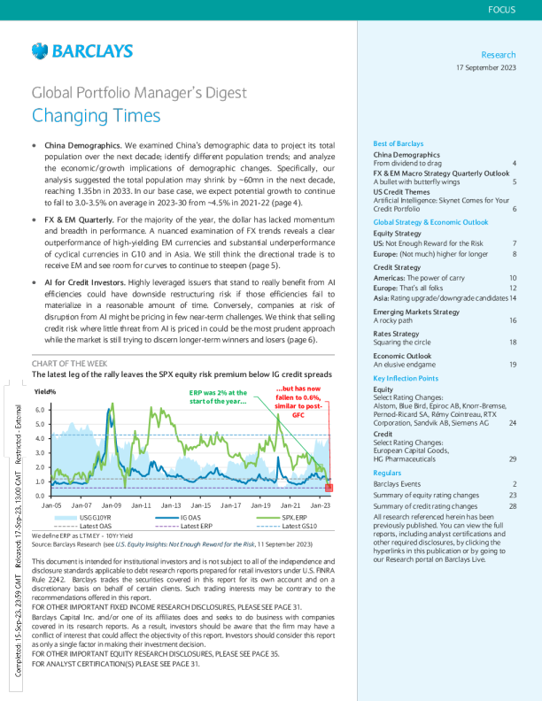 Global Portfolio Manager ’ s Digest Changing Times