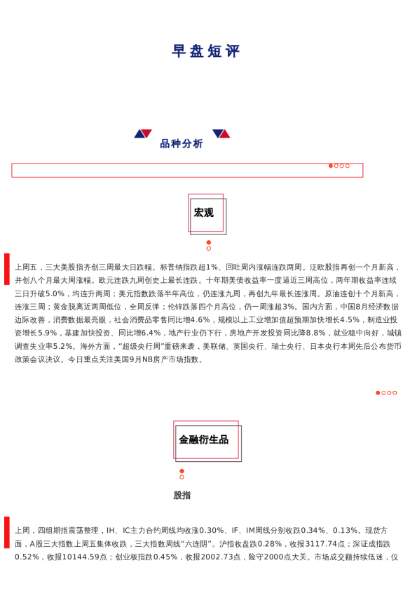 上海中期期货——早盘策略20230918