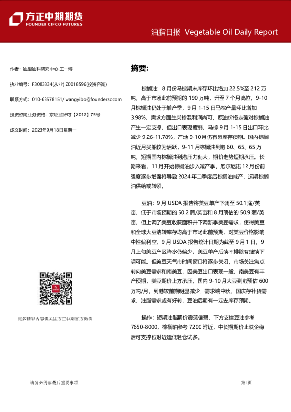 油脂日报