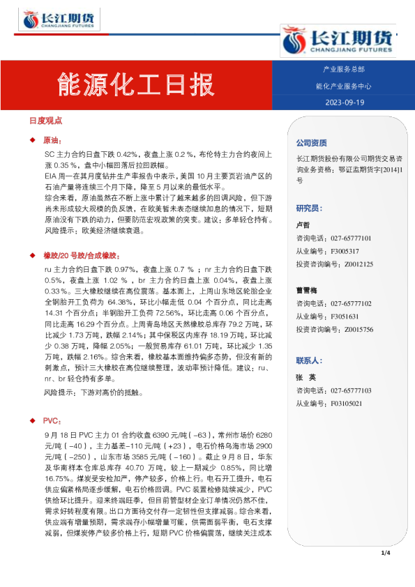 能源化工日报