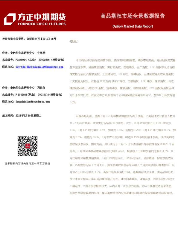 商品期权市场全景数据报告