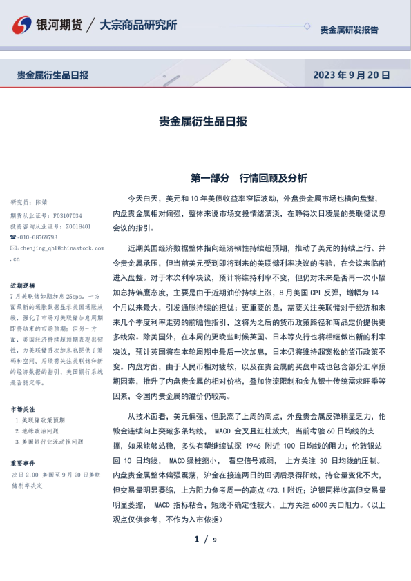 贵金属衍生品日报