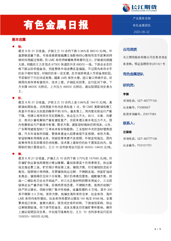 有色金属日报