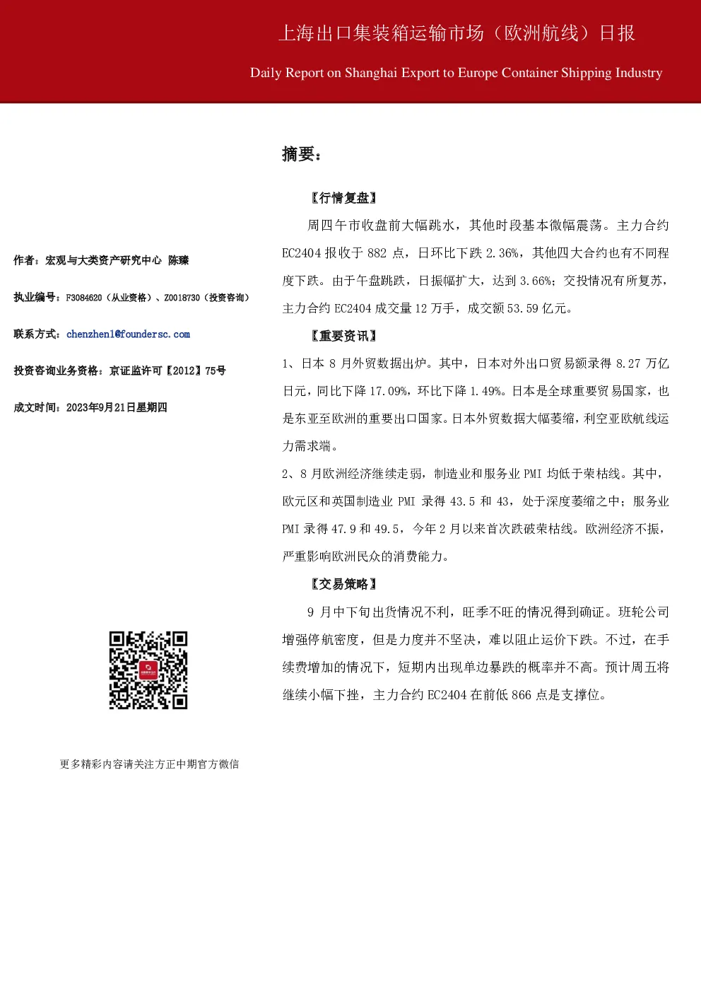 上海出口集装箱运输市场（欧洲航线）日报