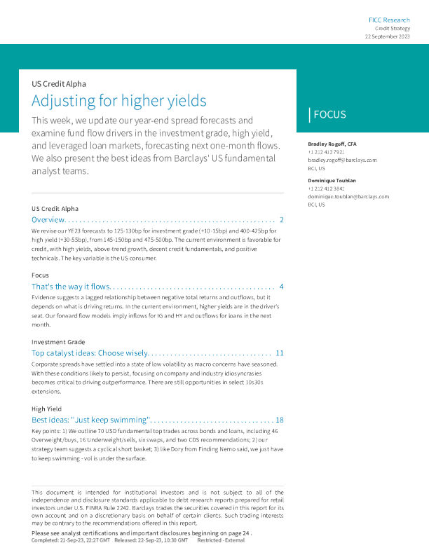 美国信贷阿尔法调整以提高收益率