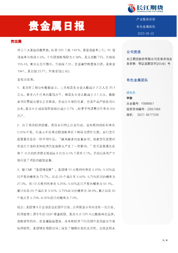 贵金属日报