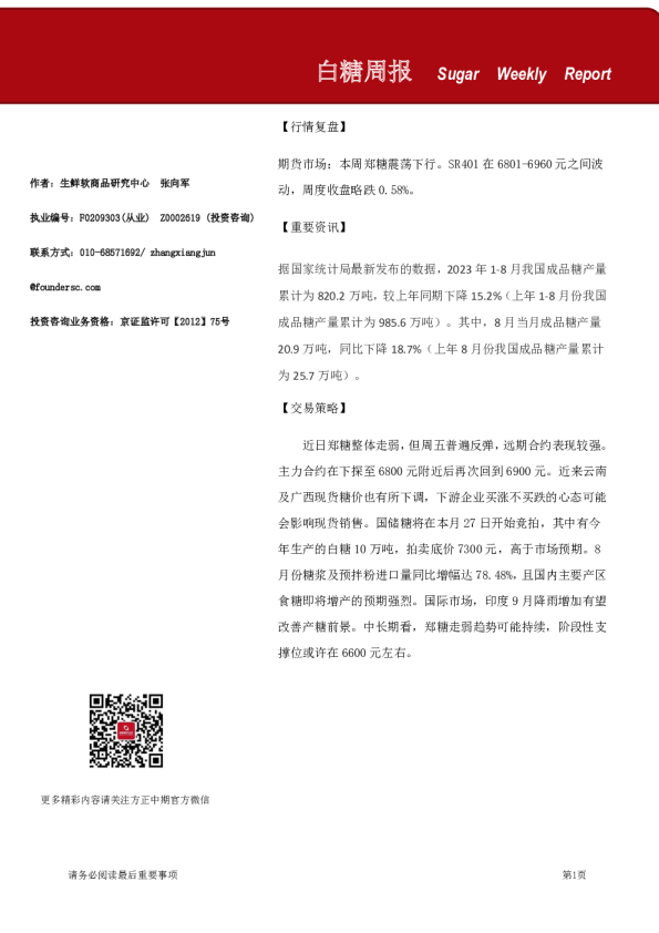 白糖周报