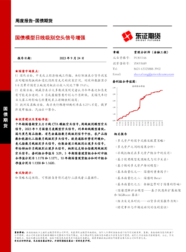 国债模型日线级别空头信号增强