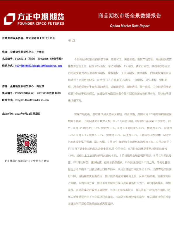 商品期权市场全景数据报告