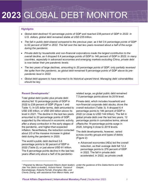 2023 全球债务监控器