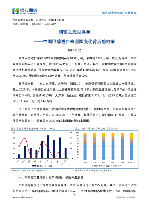 中国甲醇进口来源国变化背后的故事：细微之处见真章